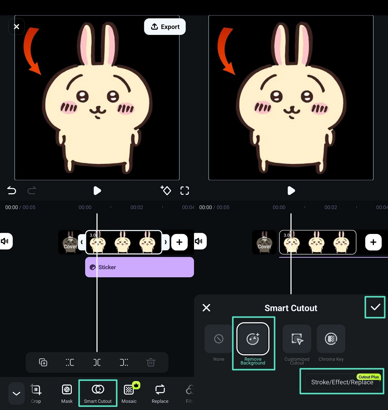 remove background using smart cutout