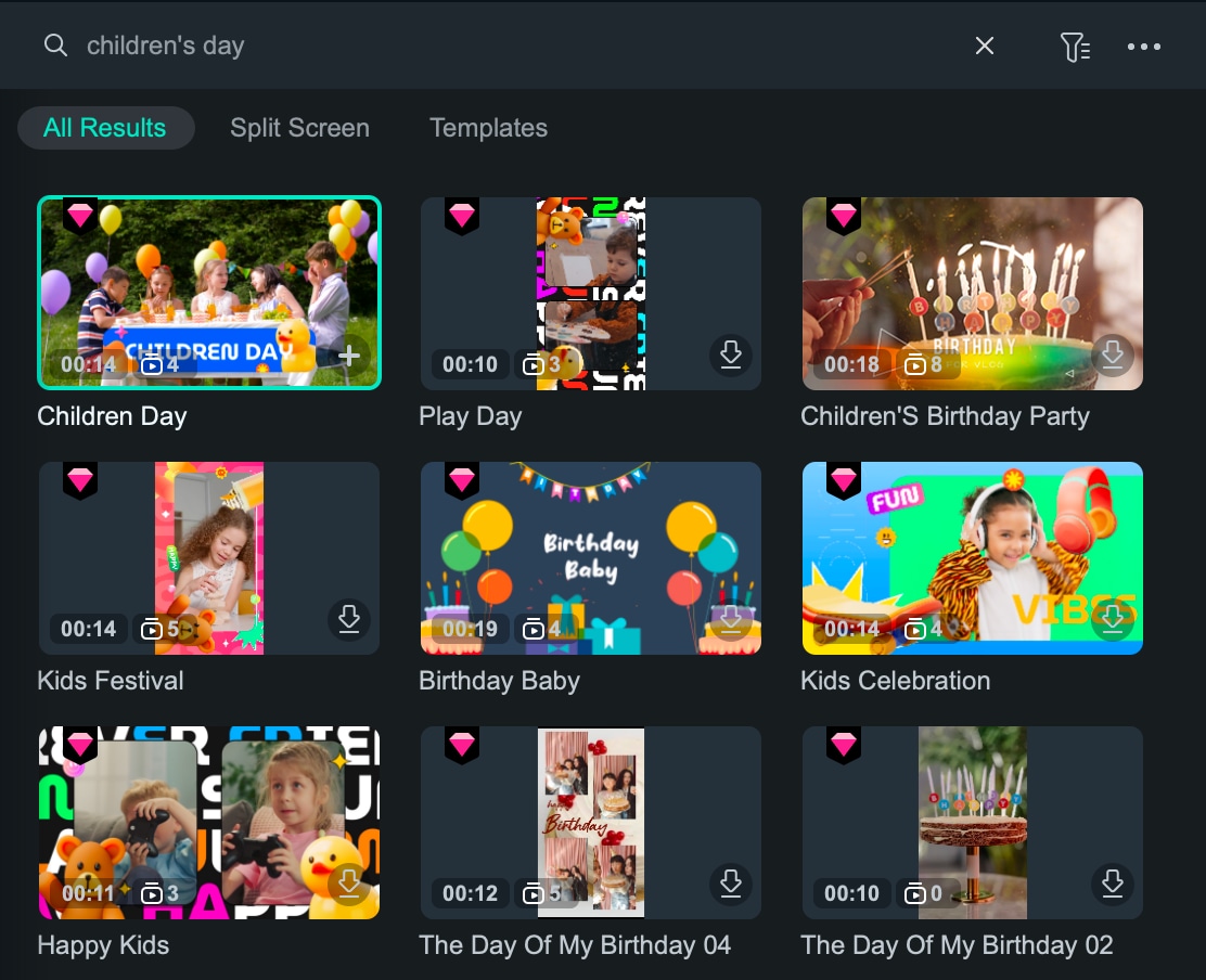 filmora templates children's day video maker