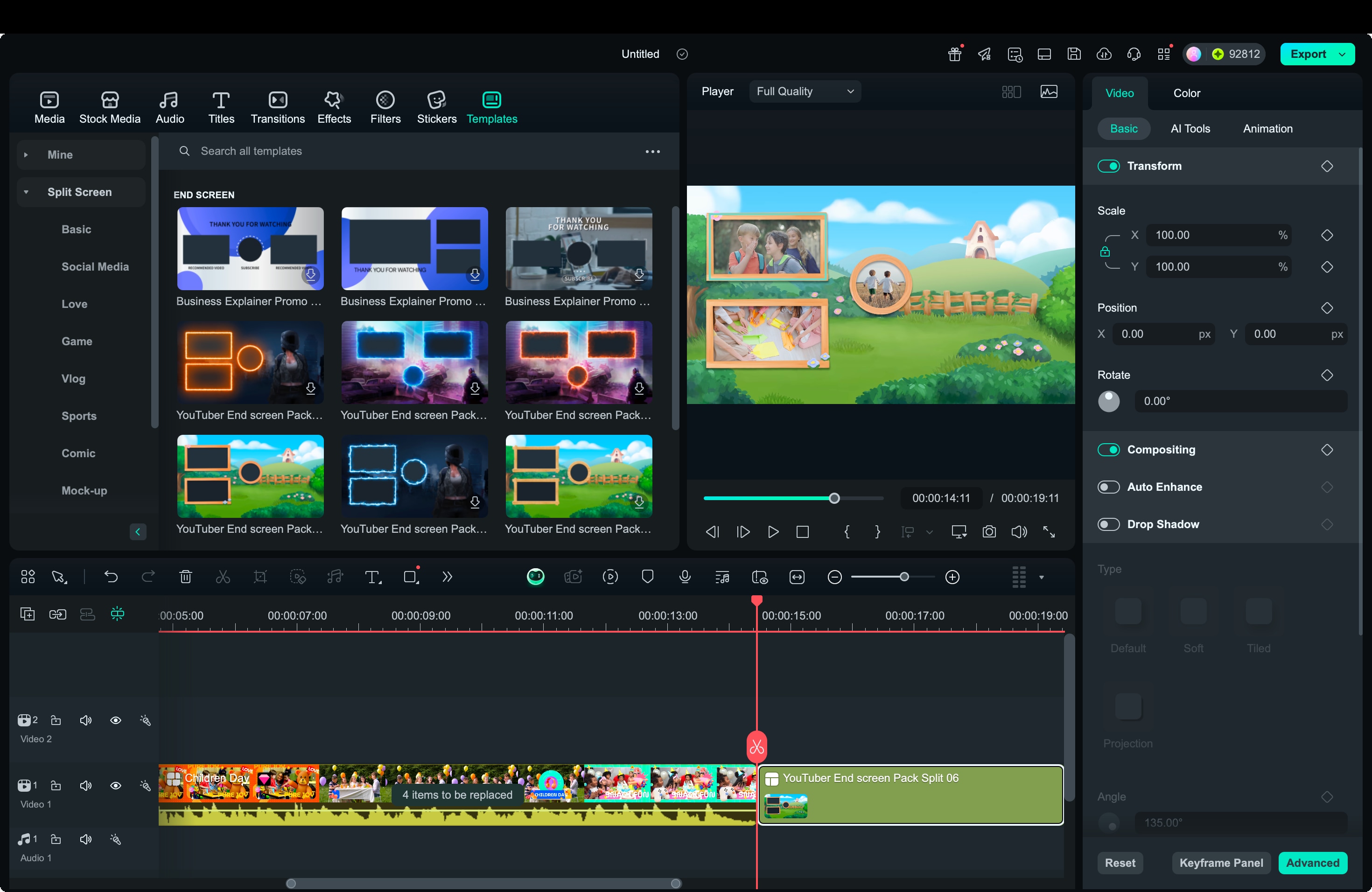 filmora split screen children's day video