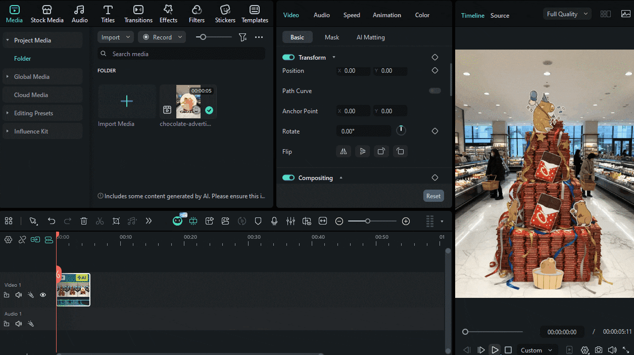 drag ai video to the timeline