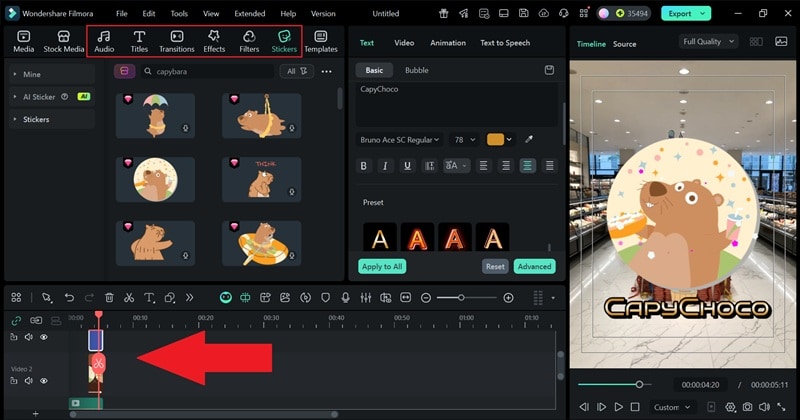 add sound effects text and sticer