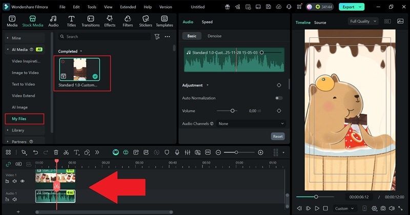 drag ai video to the timeline