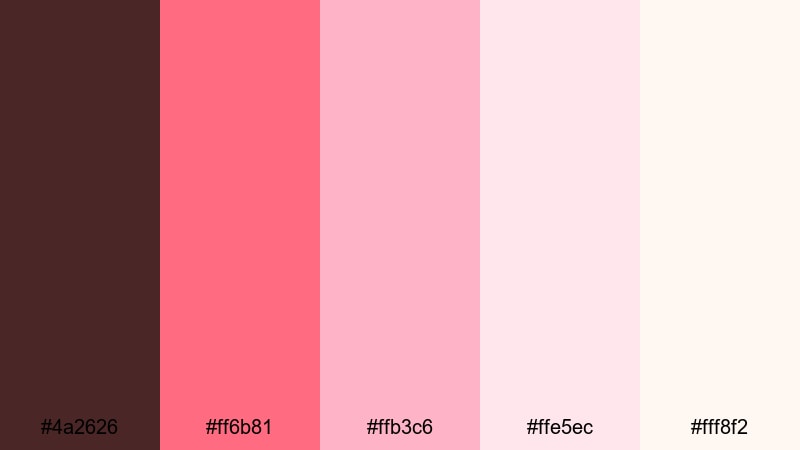 chocolate strawberry swirl chocolate color palette with hex codes