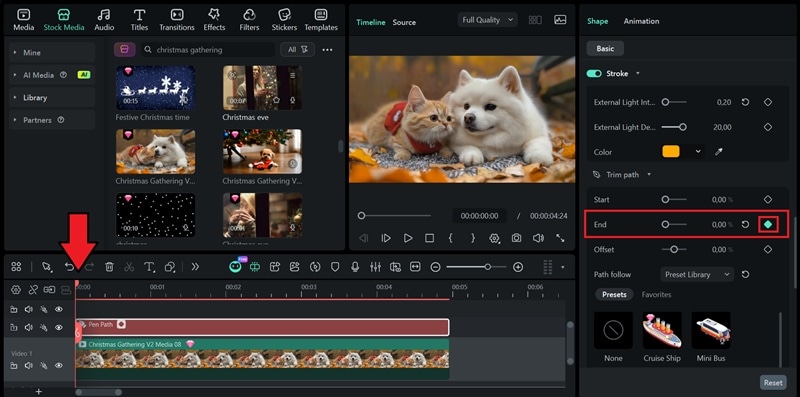 add first keyframe for trim path