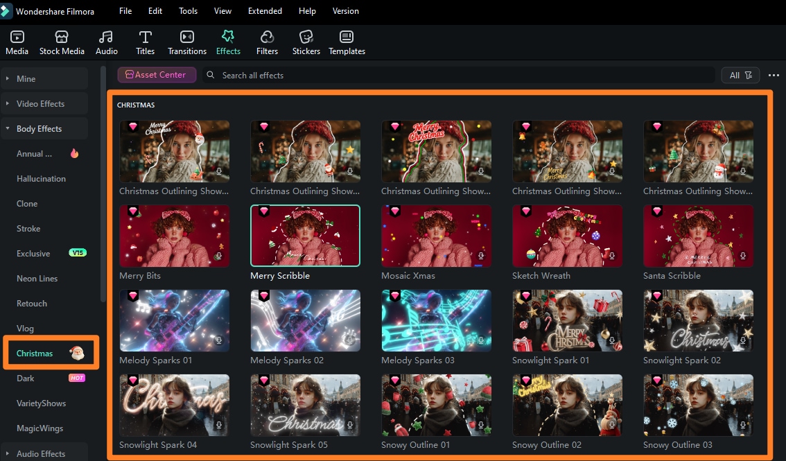filmora christmas body border effect