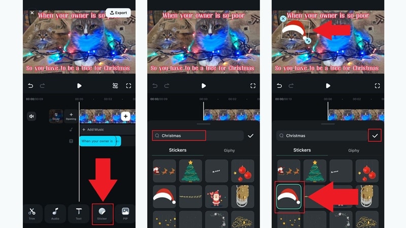 add christmas stickers to your meme