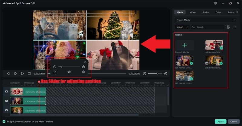 drag your clips to template