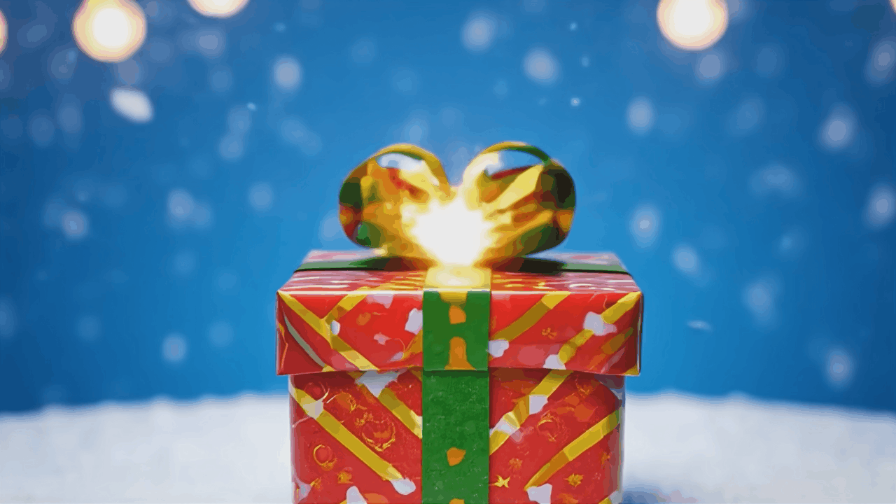 animated Christmas gift scene