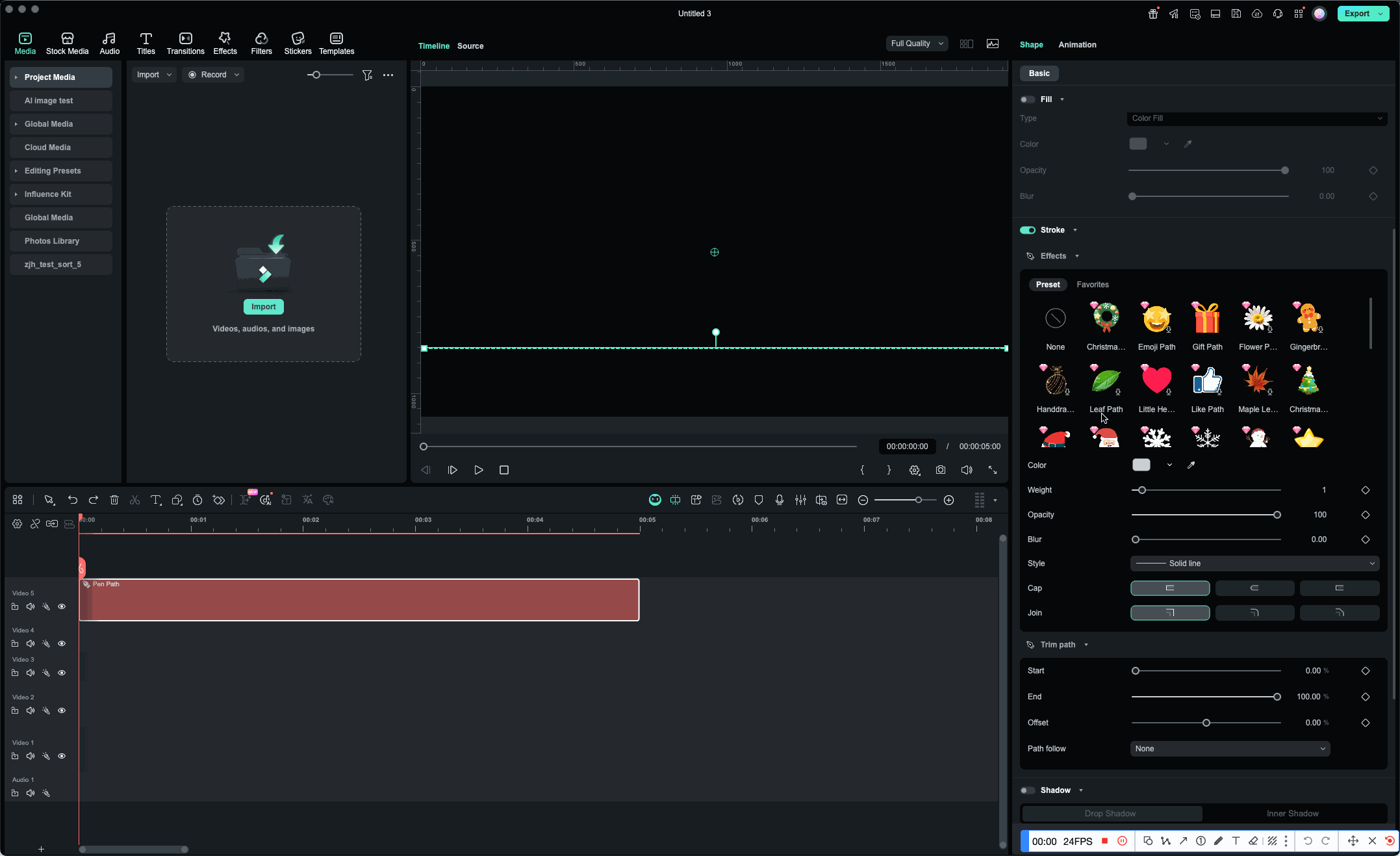 Filmora stroke animation gift pattern effect