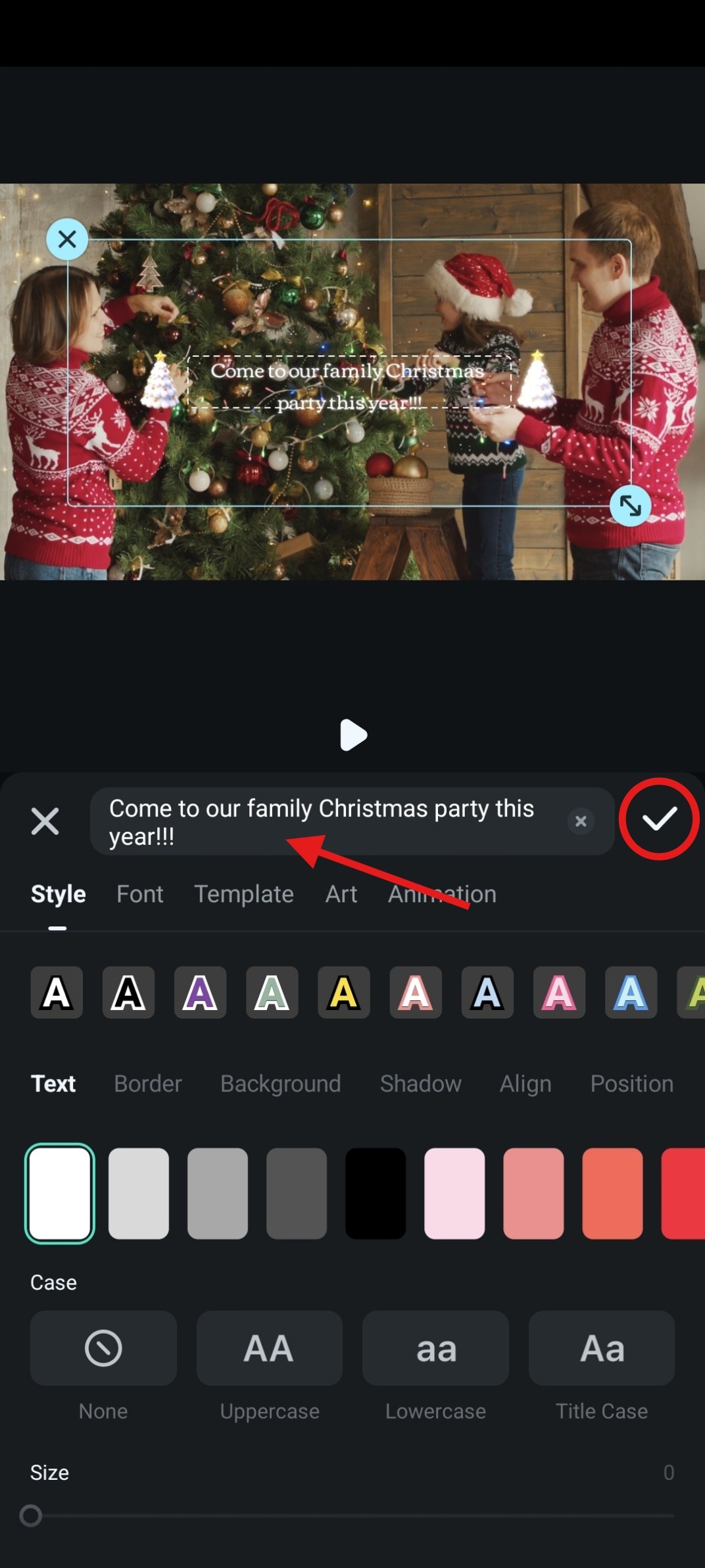 add text and accept changes filmora