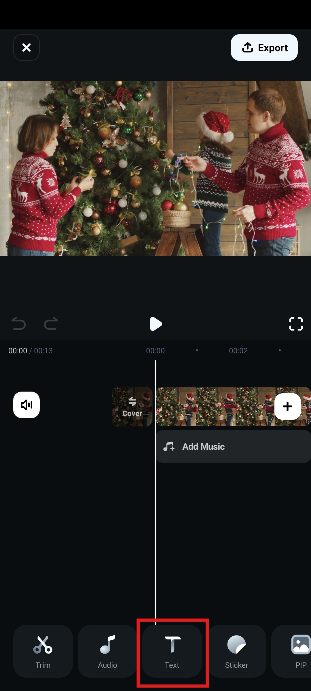add text to christmas card video