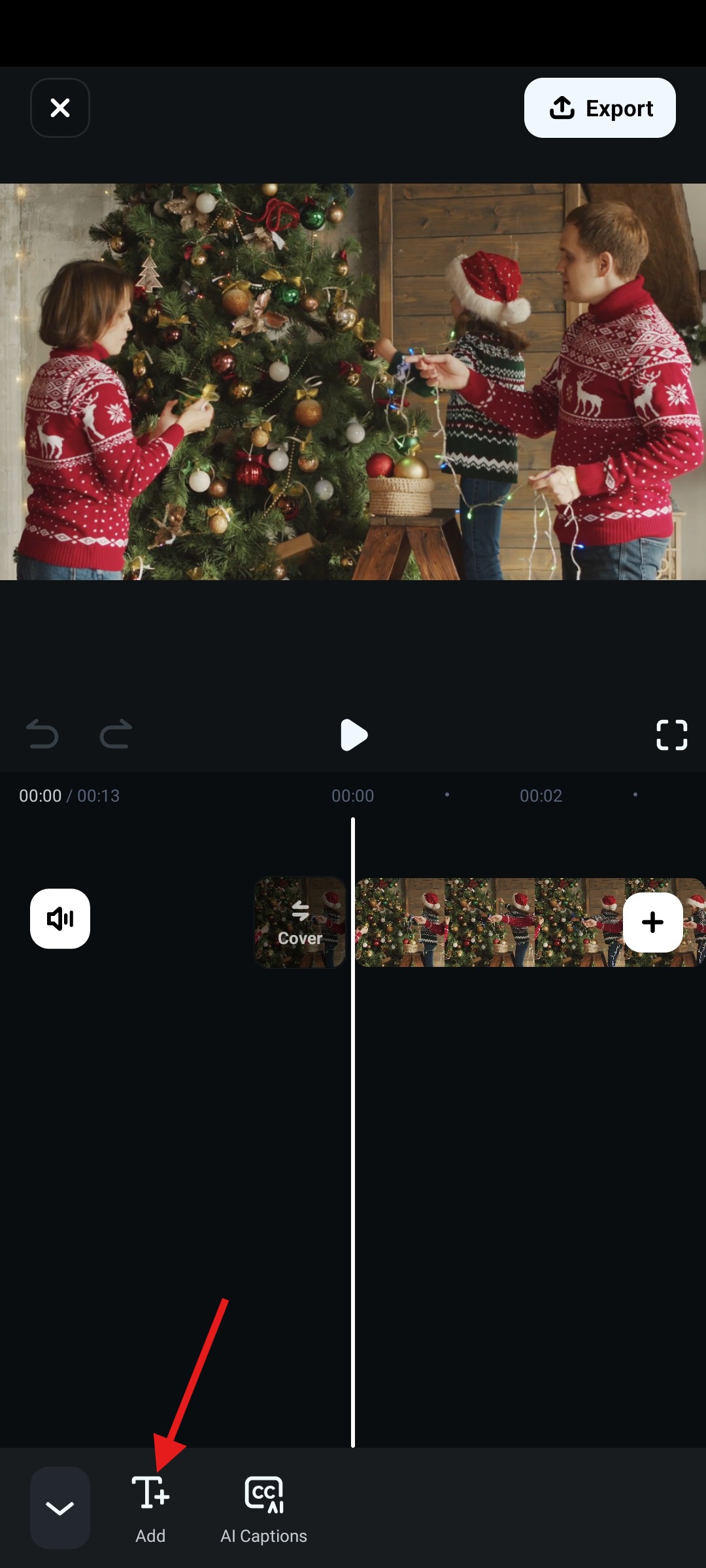 tap on add to add text