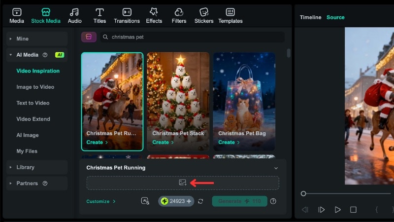 upload pet photo for christmas video