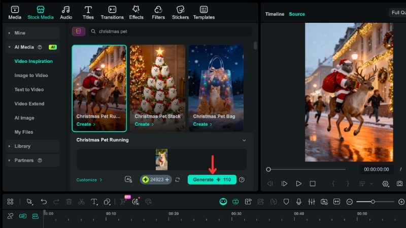 generate christmas pet ai video