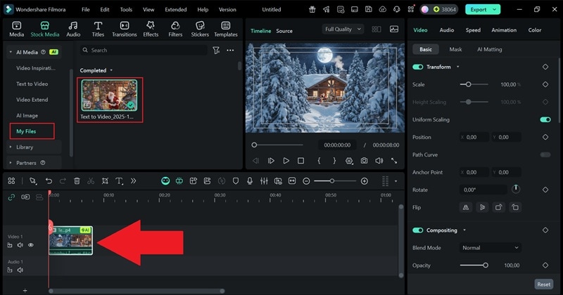 drag your christmas video to timeline
