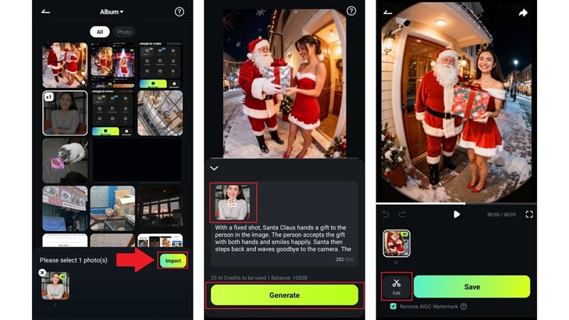 import photo and generate ai video