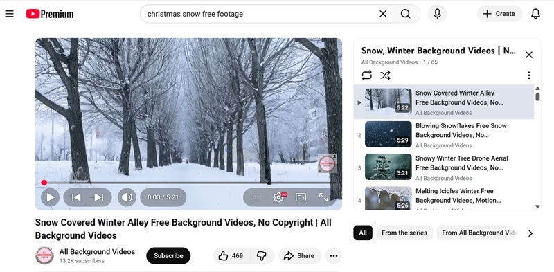 free christmas snow videos on youtube
