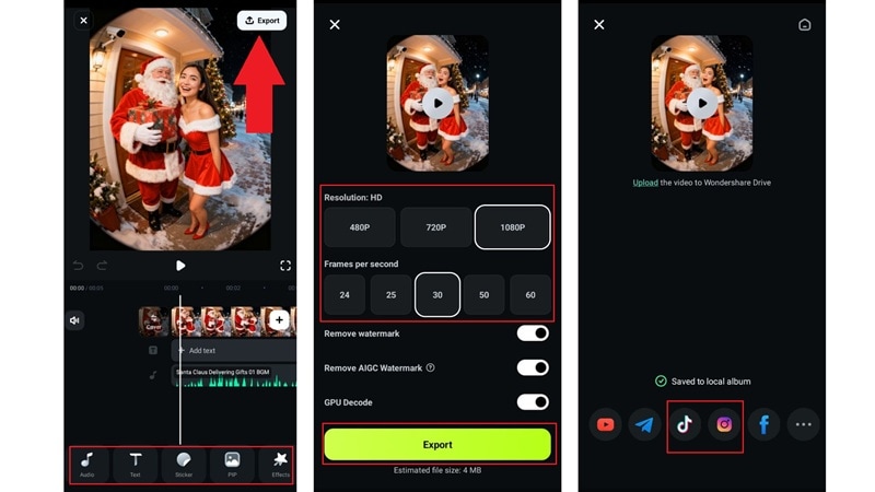 export and share your christmas video