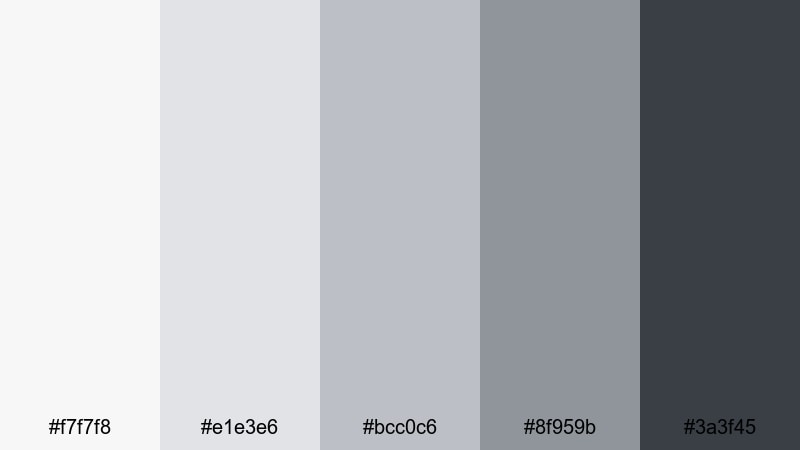 chrome accent titles ash grey color palette with hex codes