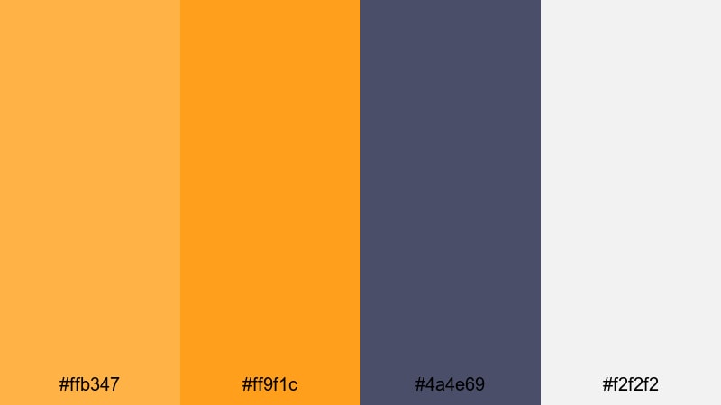 chrome and ember yellow orange color palette with hex codes