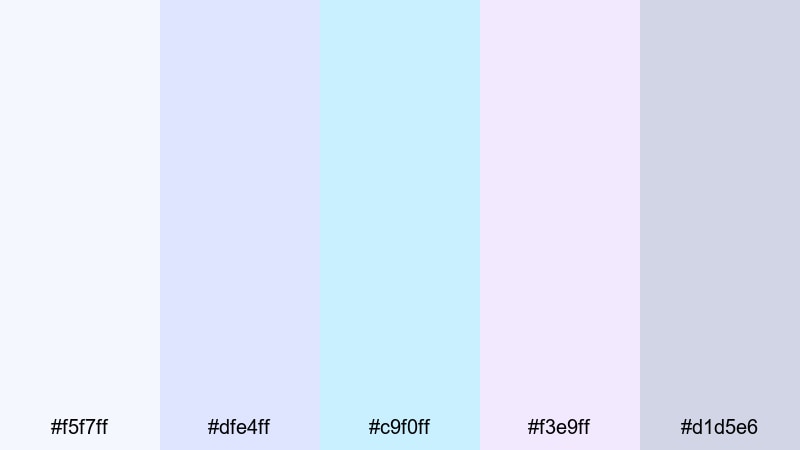 chrome pearl fade holographic color palette with hex codes