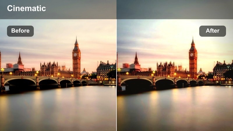 Reflective skyscraper surfaces mirroring an orange and pink sunset sky.