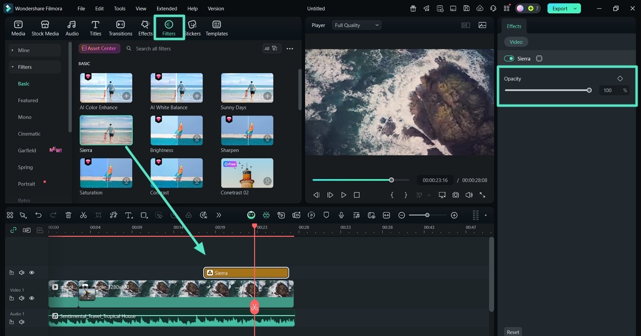 appliquer les filtres vidéo locale