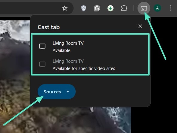 google chrome choose screen cast