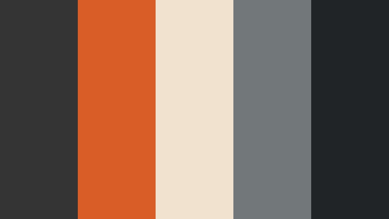 cinder beam charcoal and orange construction company color color palette with hex codes