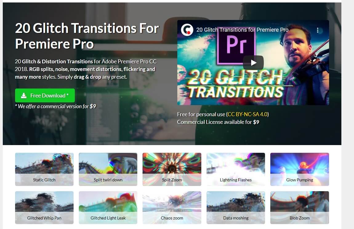 Cinecom – Glitch Transitions for Adobe Premiere Pro