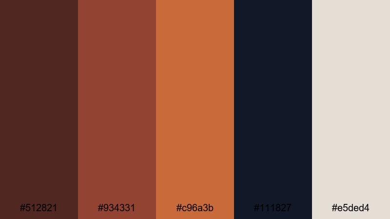 cinema noir chestnut chestnut color palette with hex codes