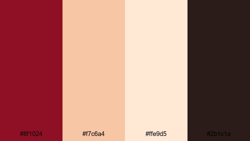 cinema velvet ember red cream color palette with hex codes