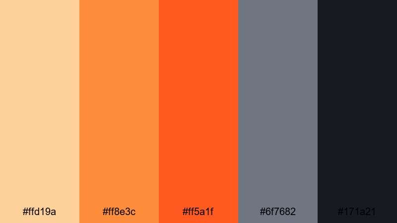 cinematic amped alloy orange gray color palette with hex codes