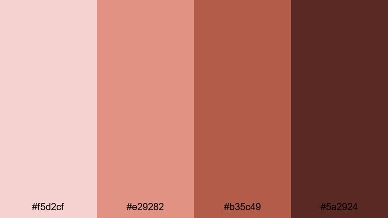 cinematic ember rose brown pink color palette with hex codes