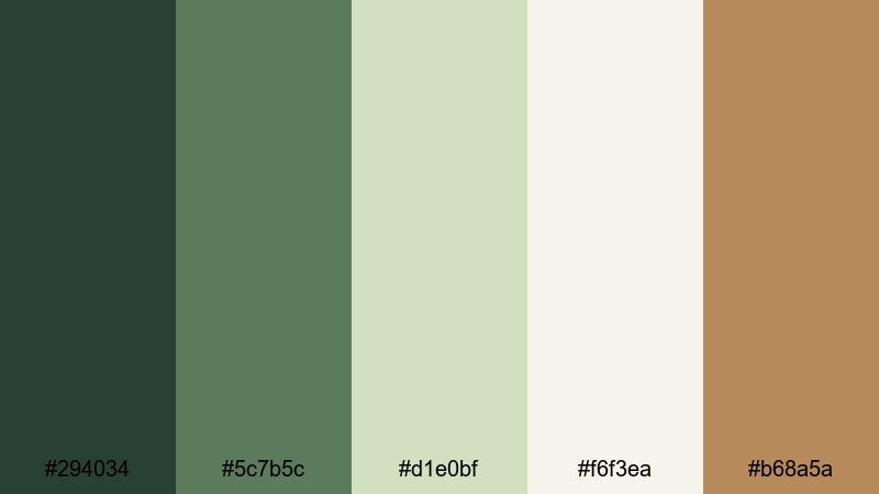 cinematic expedition moss green color palette with hex codes