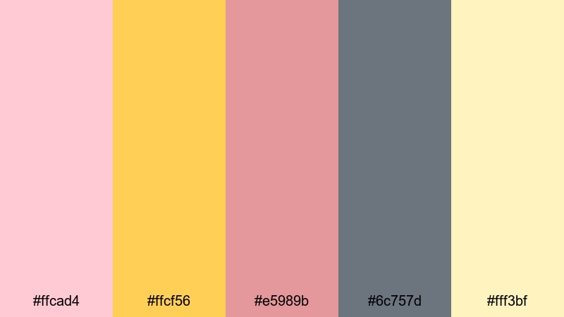 cinematic golden blush yellow pink color palette with hex codes