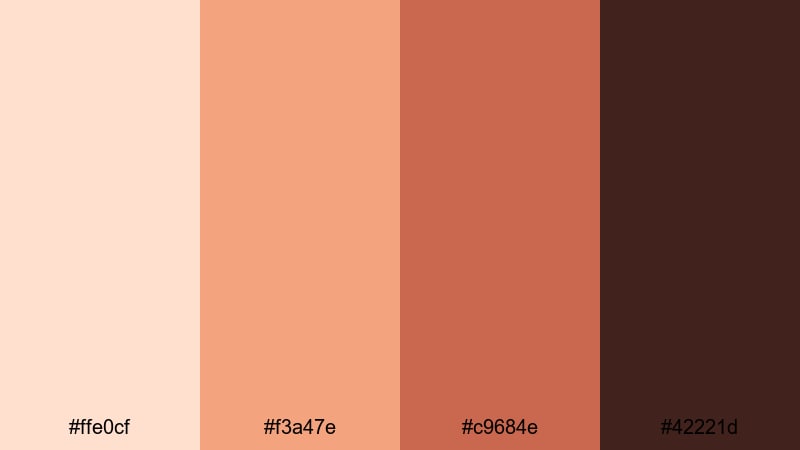 cinematic peach afterglow brown peach color palette with hex codes