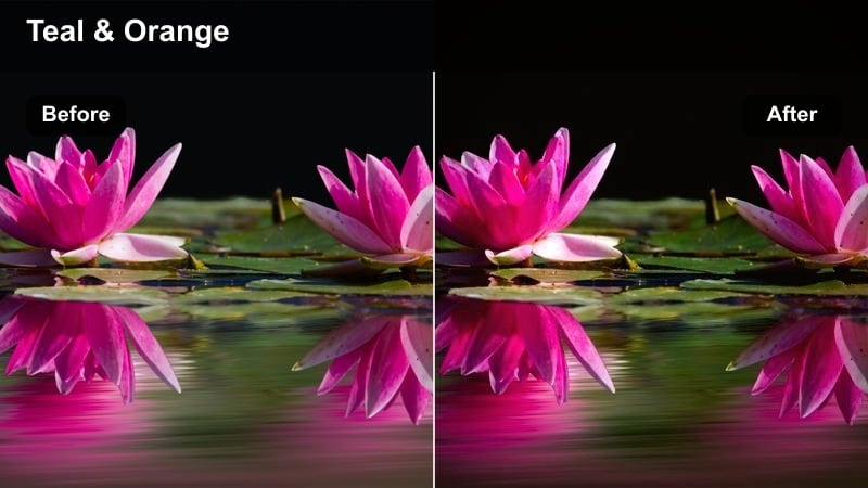 Car driving along a highway with teal shadows and warm highlights in a cinematic travel look