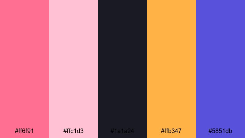 cinematic rose flare rose pink color palette with hex codes