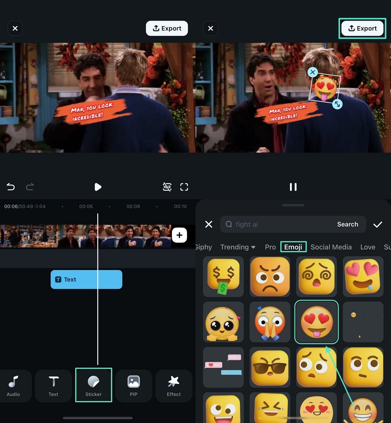 add stickers and export video
