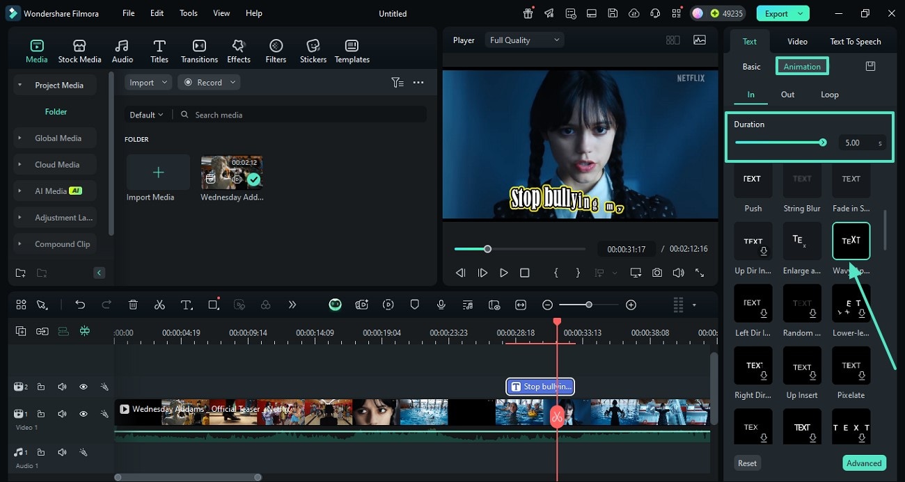 set duration of animation applied