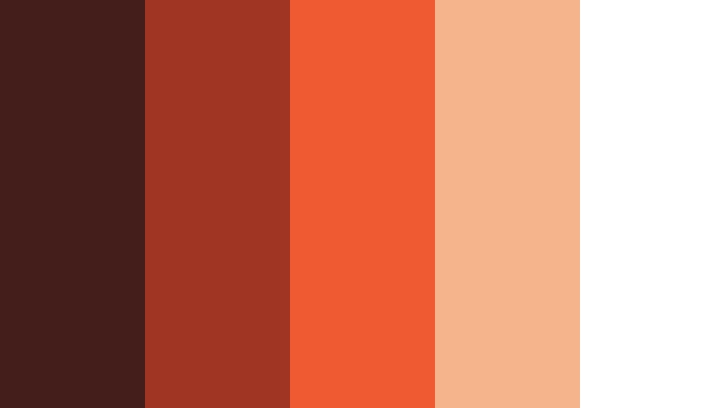 cinematic title block burnt sienna red color palette with hex codes