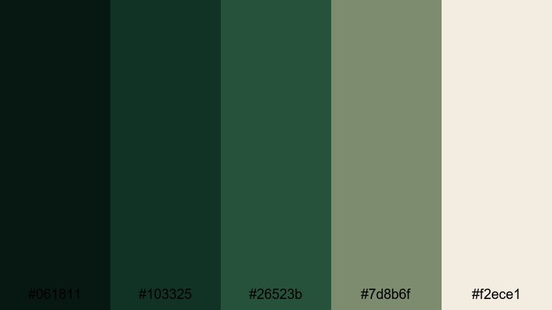 cinematic vine shadows jungle color palette with hex codes