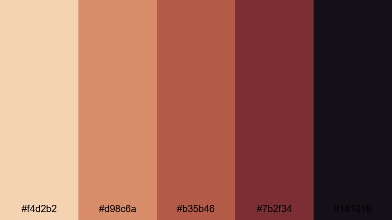 cinnamon noir contrast warm color palette with hex codes
