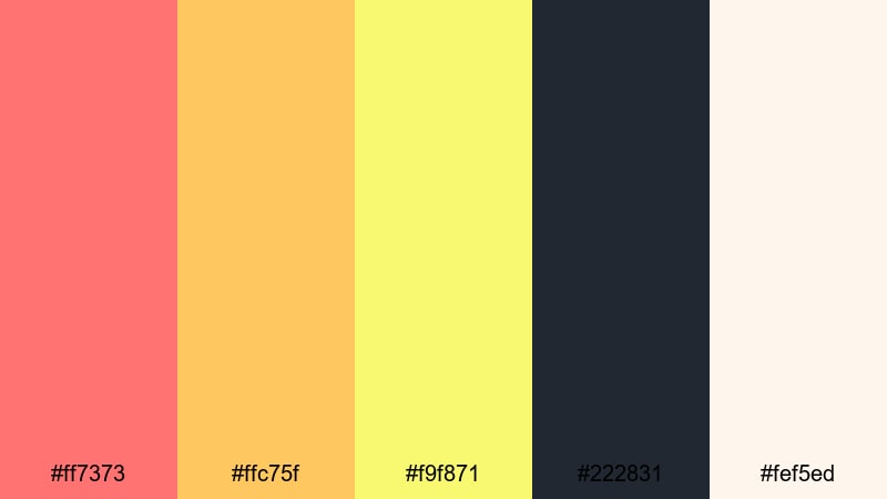 citrus coral pop coral pink color palette with hex codes