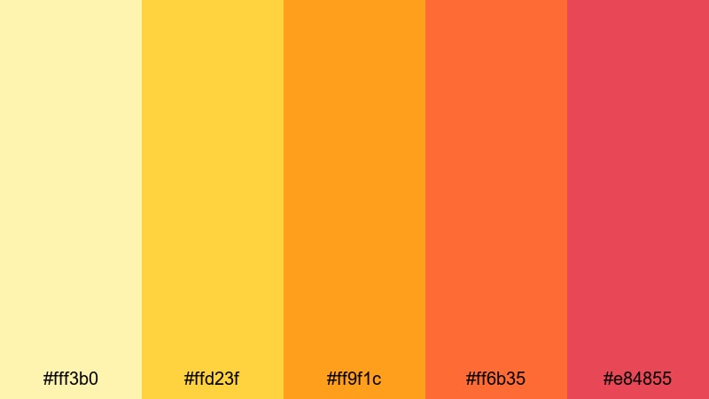citrus heatwave burst warm color palette with hex codes