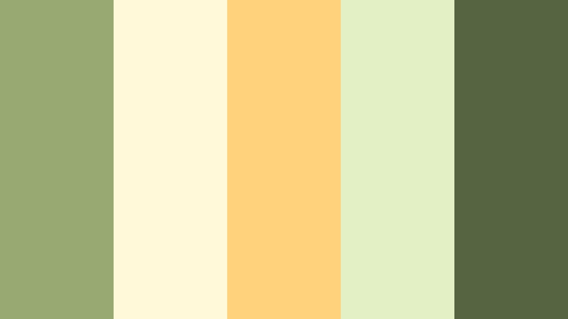 citrus herb picnic pale moss green color palette with hex codes