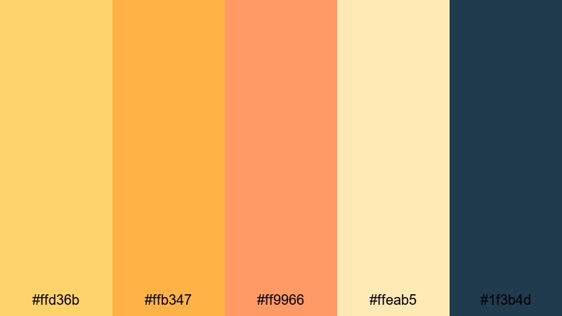 citrus peach splash peach yellow color palette with hex codes