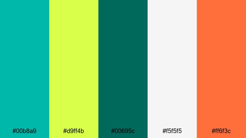 citrus wave intro teal lime green color palette with hex codes