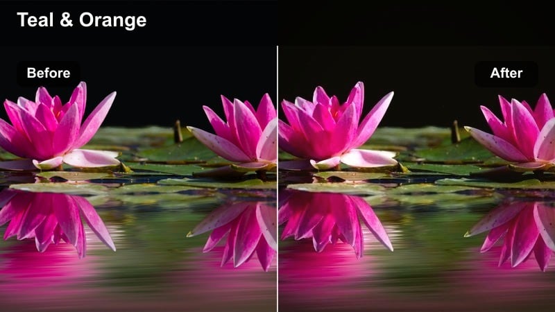 Urban street portrait at sunset with warm skin tones against cooler city buildings.
